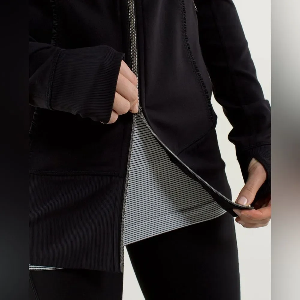 Lululemon Nice Asana Jacket *Ruffle Full Zip Black Jacket Size 4 - Picture 7 of 9